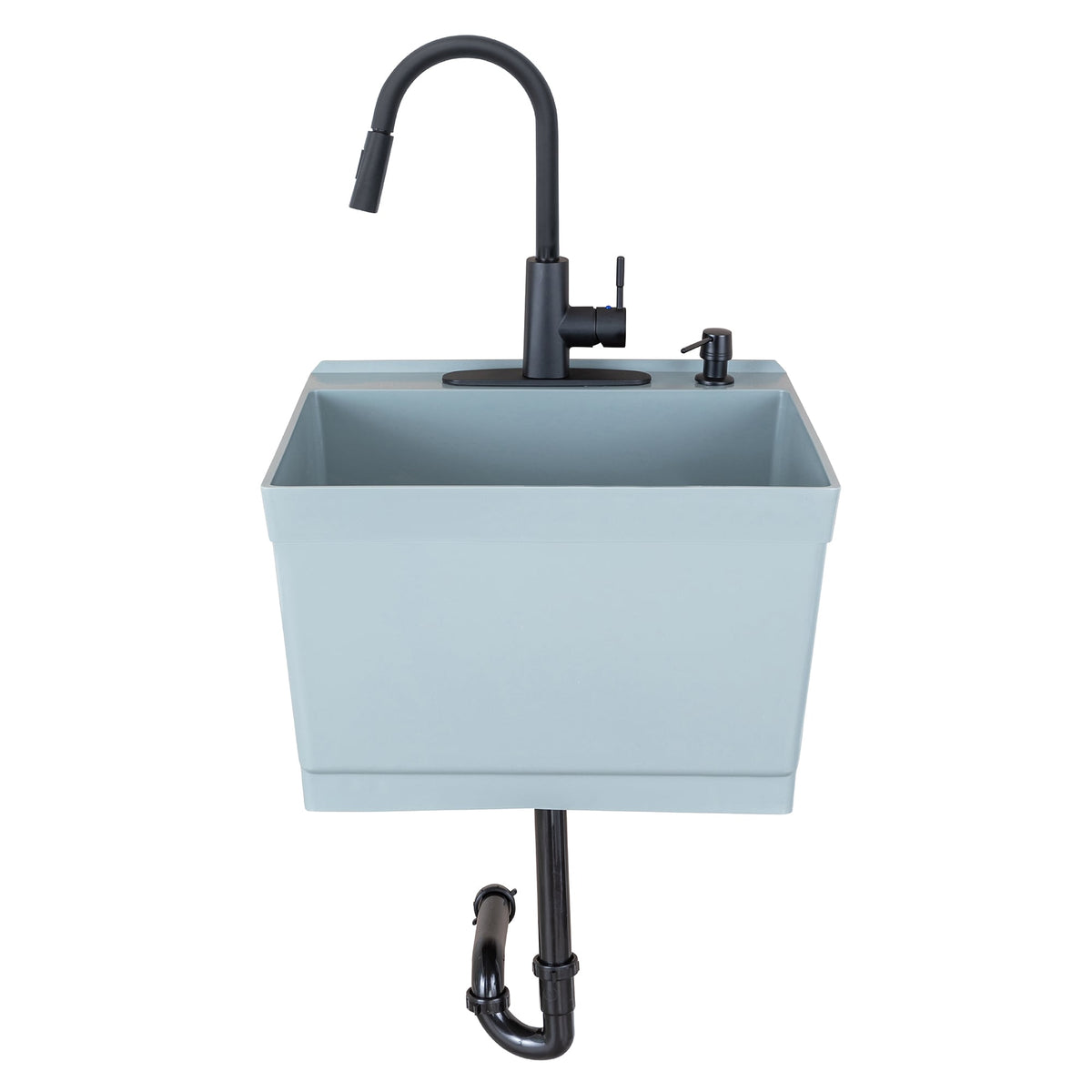 Cambridge Resources Gray Wall Mount Utility Tub with Faucet & Drain