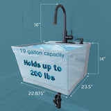 Cambridge Resources Gray Wall Mount Utility Tub with Faucet & Drain