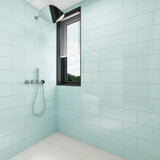 Giorbello Classic Premium Baby Blue 6-in x 12-in Glossy Glass Subway Wall Tile (5-sq. ft/ Carton)