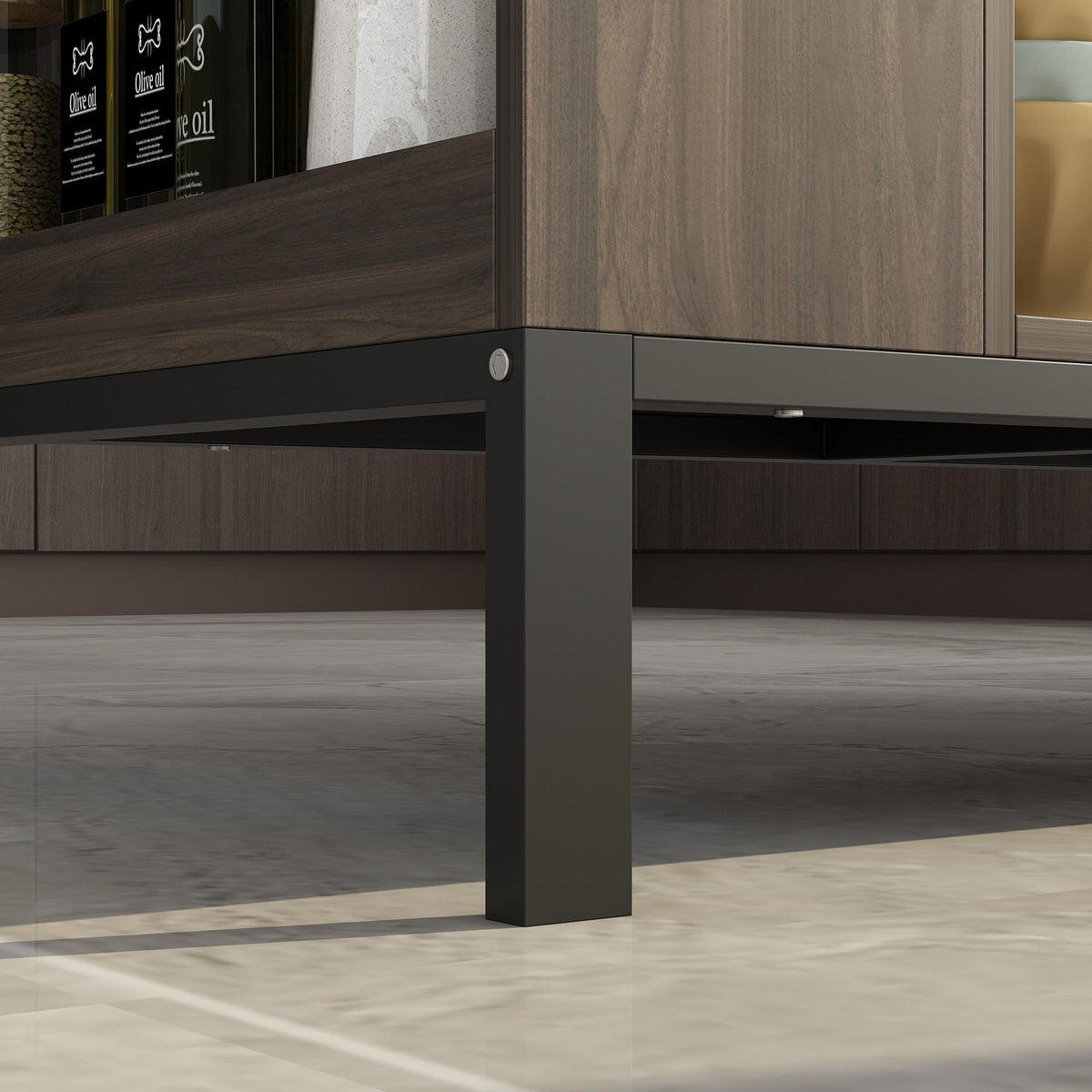 FUFU&GAGA Brown Mdf Base with Mdf Top Kitchen Island (30-in x 55.1-in x 36-in)