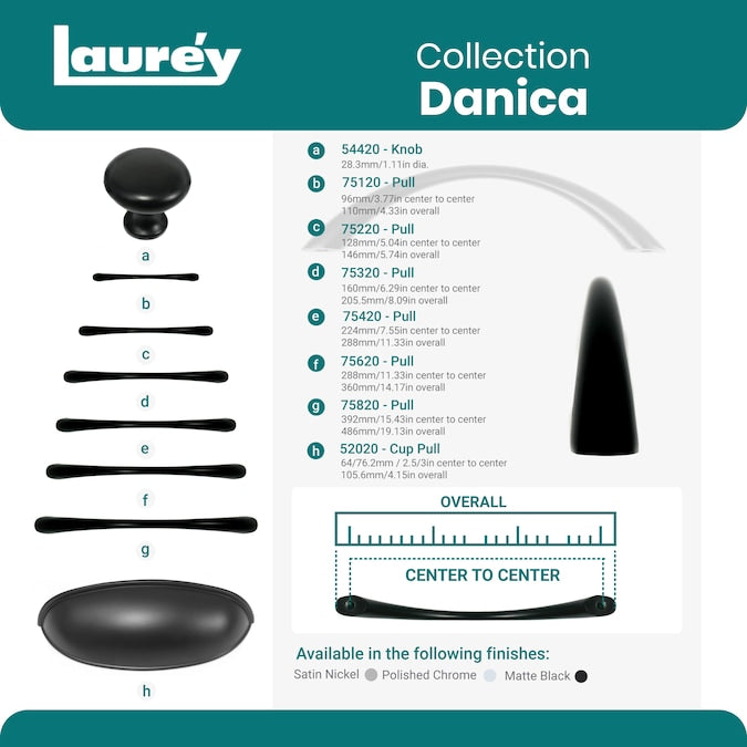 Laurey Danica 5-1/16-in (128mm) Center to Center Satin Nickel Arch Handle Drawer Pull