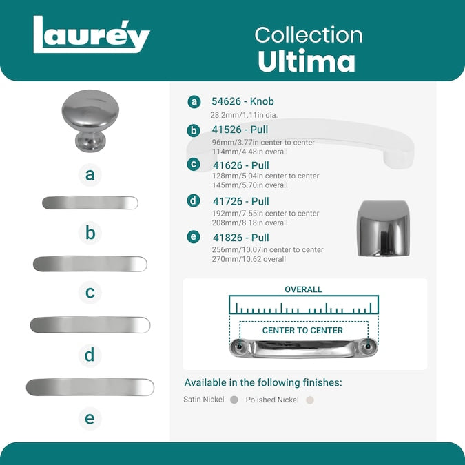 Laurey Ultima (96mm) Center to Center Rectangular Handle Drawer Pull