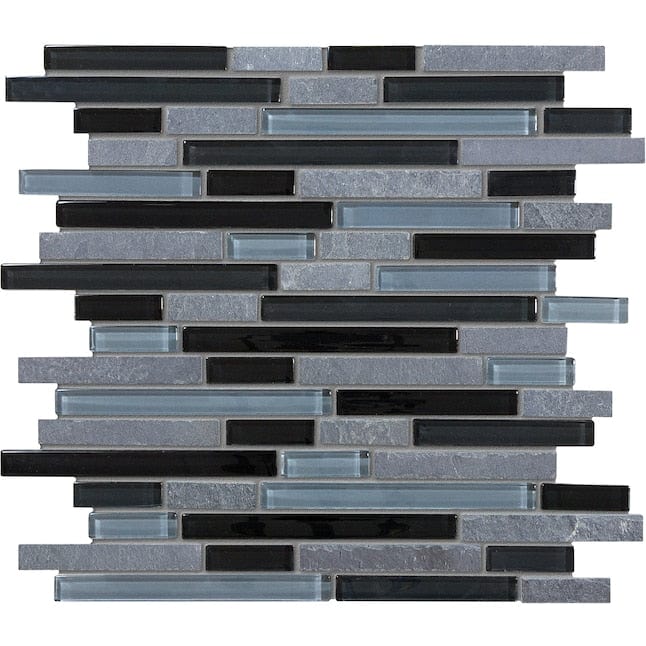 Anatolia Black 12-in x 12-in Glossy Glass Linear Subway Wall Tile (10-sq. ft/ Carton)