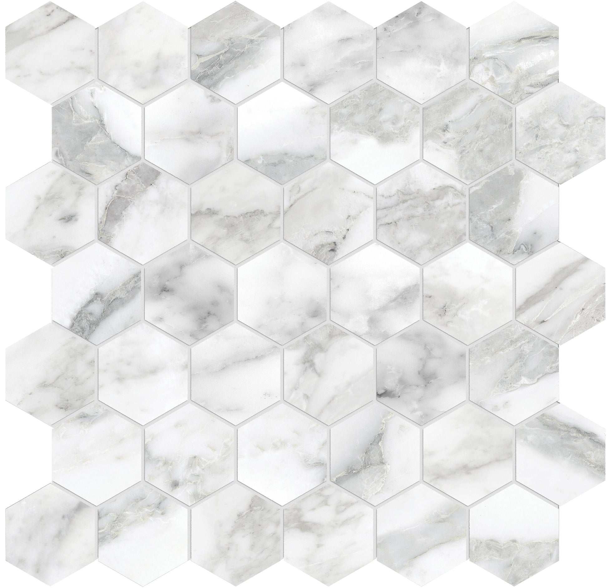Satori La Marca Arabescato 12-in x 12-in Honed Porcelain Marble look Hexagon Mosaic Floor and Wall Tile product image