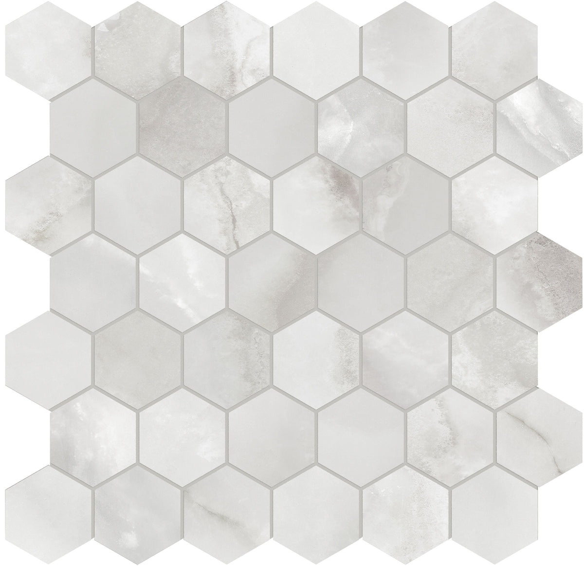 Satori La Marca Onyx Nuvolato 12-in x 12-in Honed Porcelain Marble look Hexagon Mosaic Floor and Wall Tile product image