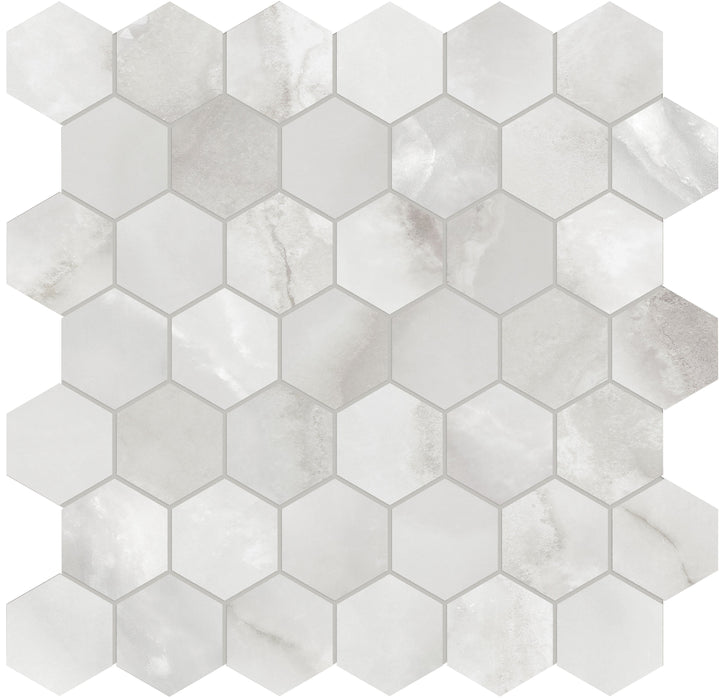 Satori La Marca Onyx Nuvolato 12-in x 12-in Honed Porcelain Marble look Hexagon Mosaic Floor and Wall Tile product image