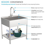 Transolid Brushed Satin Freestanding Laundry Sink with Dual-Spray Faucet