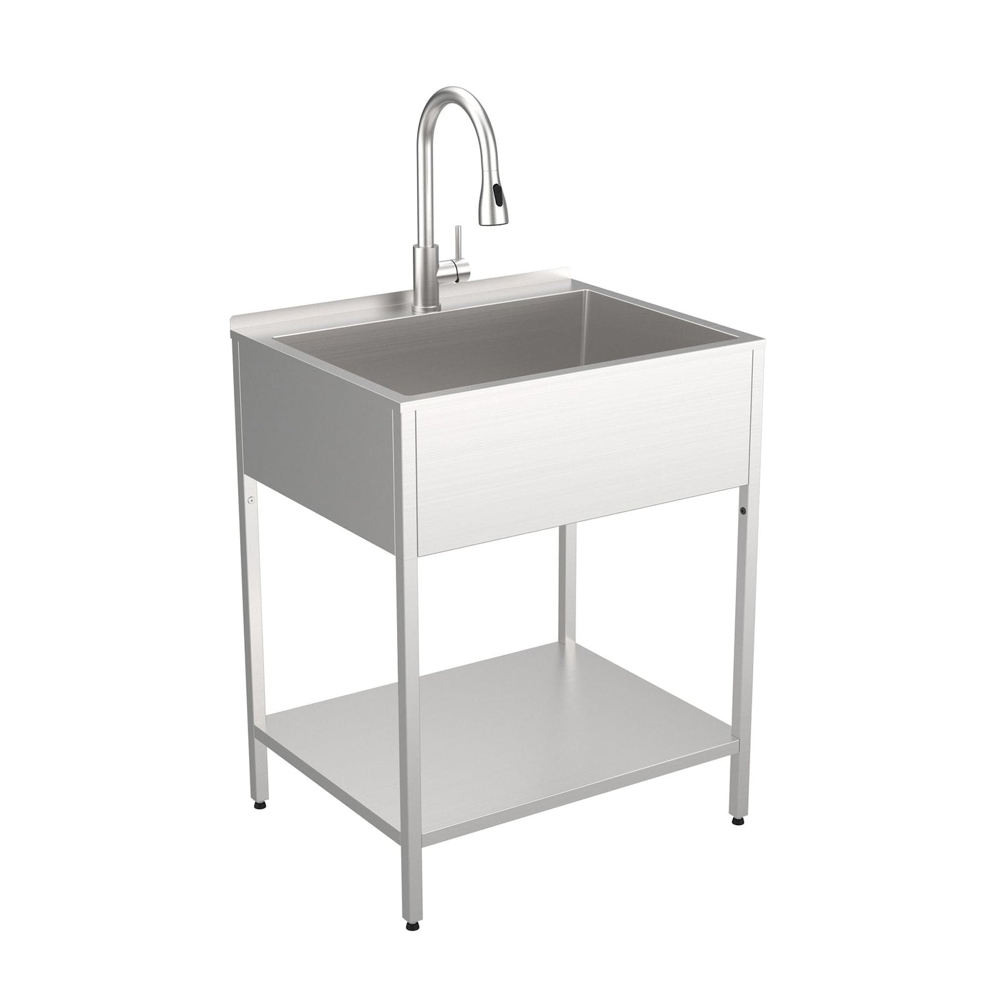 Transolid Brushed Satin Freestanding Laundry Sink with Dual-Spray Faucet