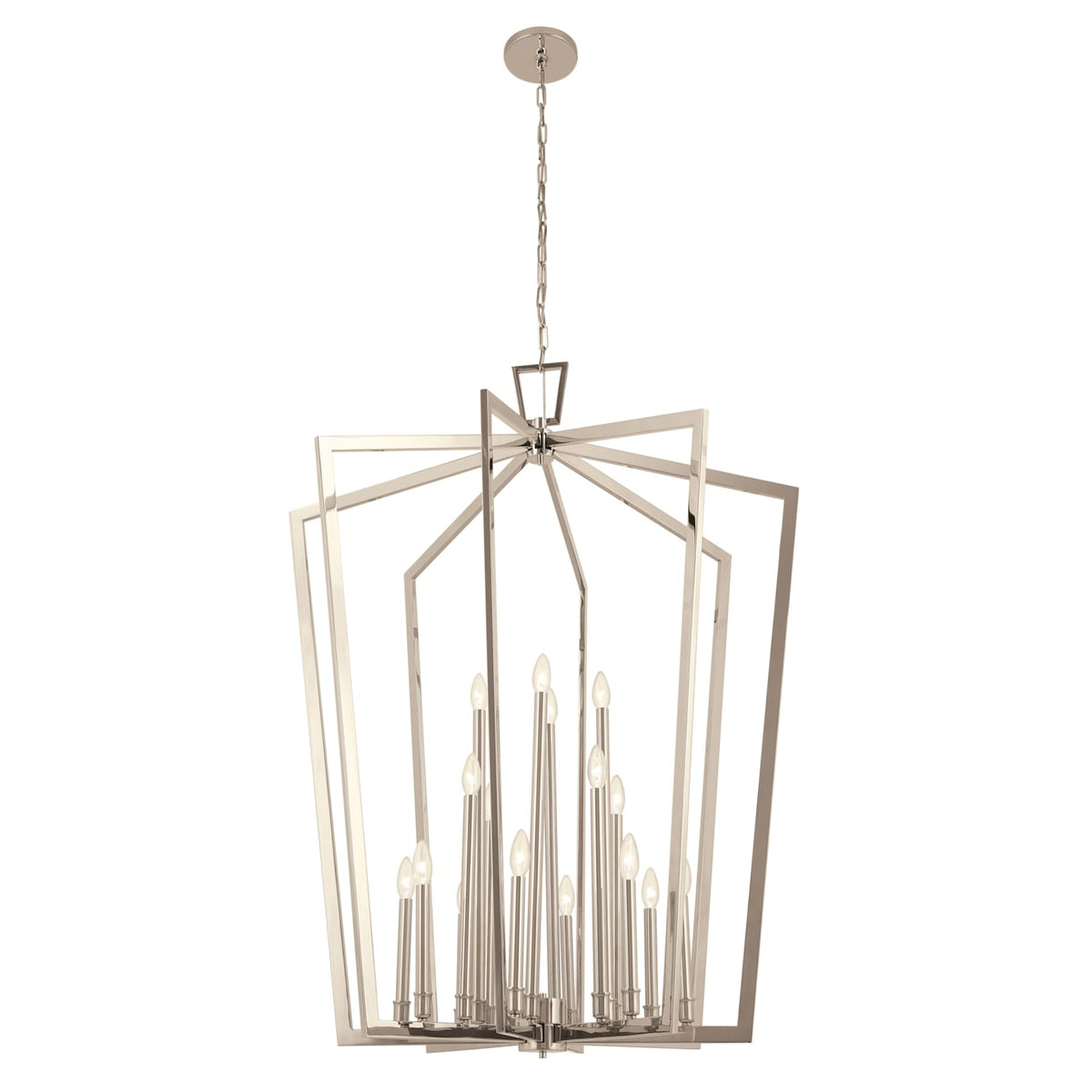 Kichler Abbotswell 16-Light Polished Nickel Traditional Lantern Led, Large Hanging Pendant Light
