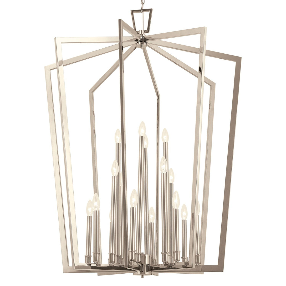 Kichler Abbotswell 16-Light Polished Nickel Traditional Lantern Led, Large Hanging Pendant Light