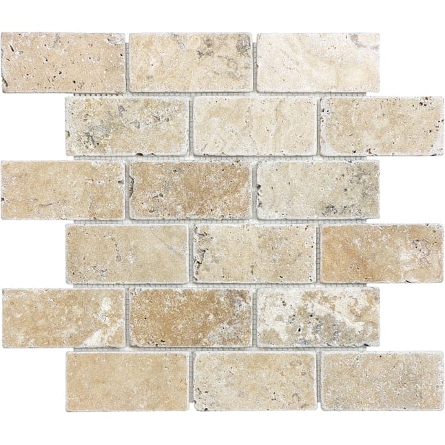 Anatolia Picasso 12-in x 12-in Tumbled Natural Stone Travertine Linear Brick Look Wall Tile (10-sq. ft/ Carton)