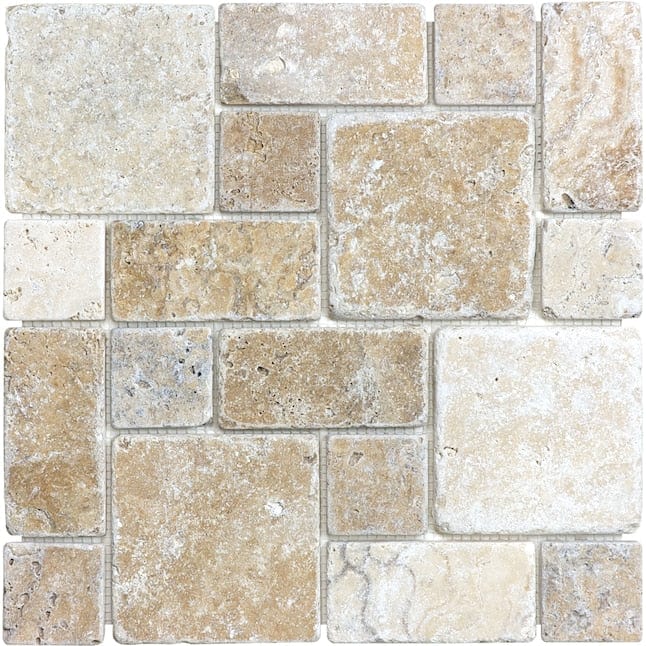 Anatolia Picasso 12-in x 12-in Honed Natural Stone Travertine Versailles Stone Look Interlocking Wall Tile (10-sq. ft/ Carton)