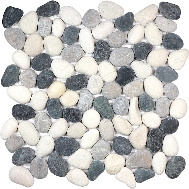 Anatolia Zen Tranquil Cool Blend Natural Pebble 12-in x 12-in Matte Natural Stone Quartz Pebble Patterned Floor and Wall Tile (10-sq. ft/ Carton)