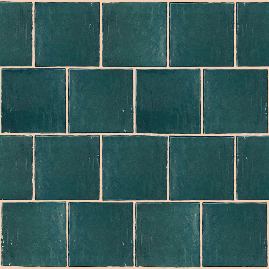 Apollo Tile Chateau Ocean Green 5-in x 5-in Glossy Ceramic Marble Look Floor and Wall Tile (10.76-sq. ft/ Carton)