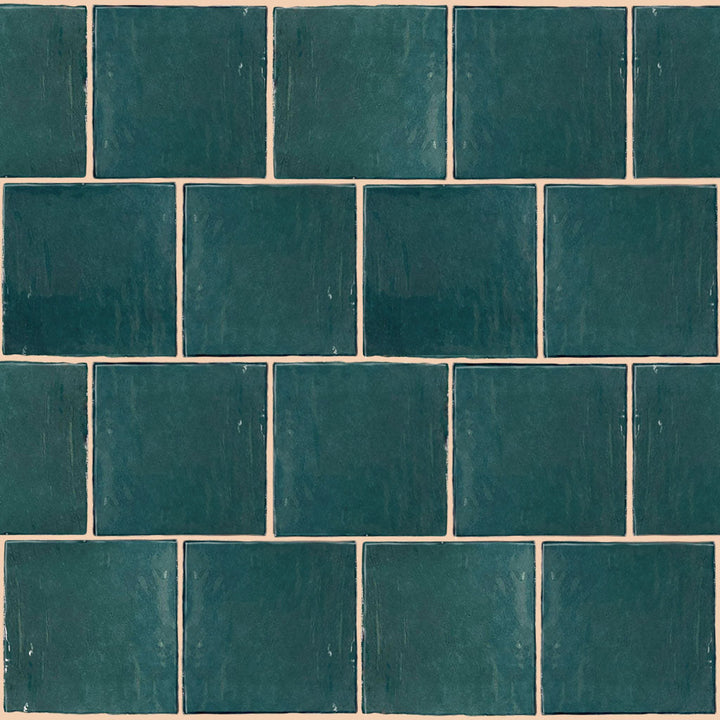 Apollo Tile Chateau Ocean Green 5-in x 5-in Glossy Ceramic Marble Look Floor and Wall Tile (10.76-sq. ft/ Carton)