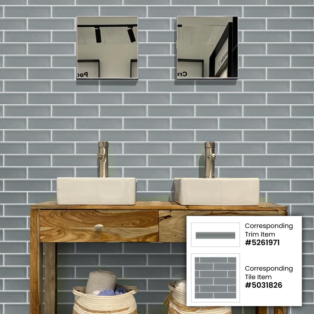 Apollo Tile 10-Pack Fossil Gray 1/2-in x 12-in Glass Pencil Tile (0.5-sq. ft/ Carton)