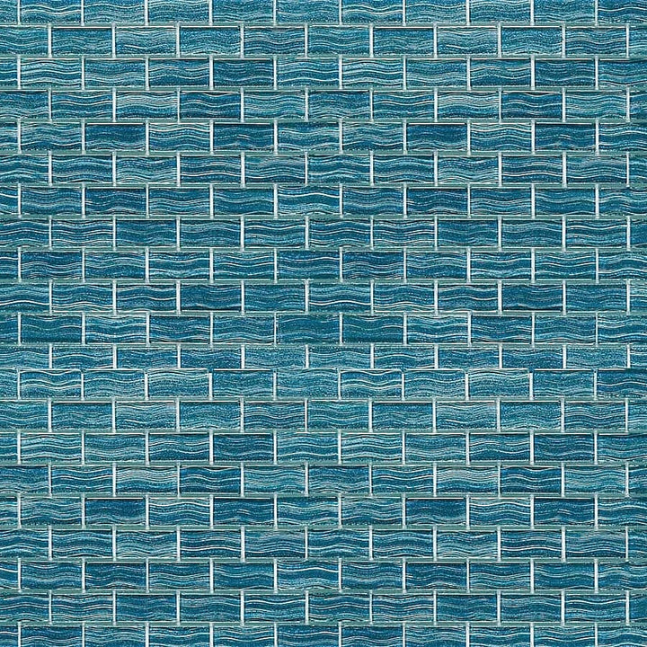 Elida Ceramica Tropics Teal 12-in x 12-in Glossy Glass Brick Wall Tile (10.648-sq. ft/ Carton)
