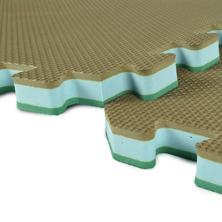 Greatmats Home Sport 24 in. x 24 in. Green/Brown Foam Interlocking Home Exercise and Play Mats (15-Set)