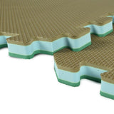 Greatmats Home Sport 24 in. x 24 in. Green/Brown Foam Interlocking Home Exercise and Play Mats (15-Set)