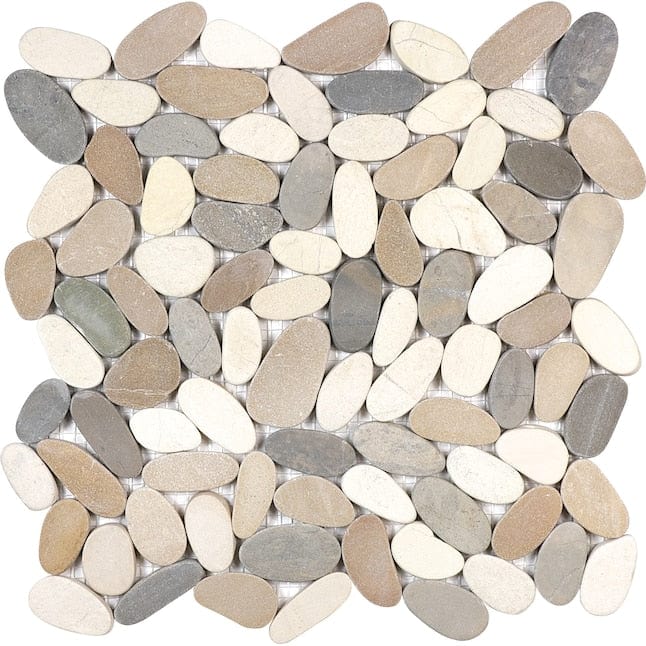 Anatolia Zen Harmony Warm Blend Flat Pebble 12-in x 12-in Matte Natural Stone Quartz Pebble Patterned Floor and Wall Tile (10-sq. ft/ Carton)