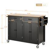 Nestfair Black Wood Base with Mdf Wood Top Rolling Kitchen Island (18.5-in x 54.33-in x 36.22-in)