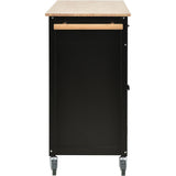 Nestfair Black Wood Base with Mdf Wood Top Rolling Kitchen Island (18.5-in x 54.33-in x 36.22-in)