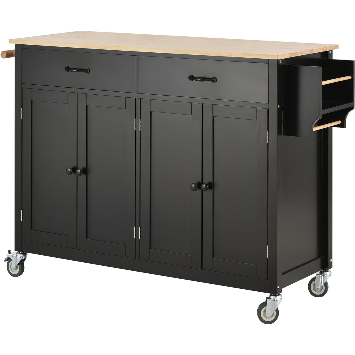 Nestfair Black Wood Base with Mdf Wood Top Rolling Kitchen Island (18.5-in x 54.33-in x 36.22-in)