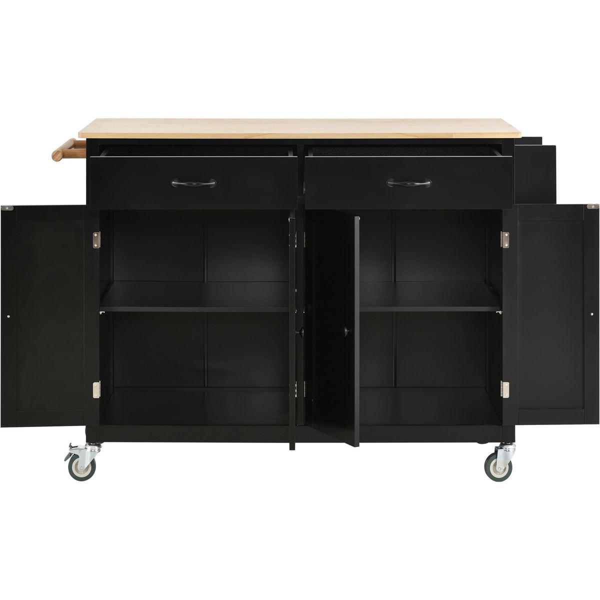 Nestfair Black Wood Base with Mdf Wood Top Rolling Kitchen Island (18.5-in x 54.33-in x 36.22-in)