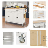 Nestfair White Wood Base with Mdf Wood Top Rolling Kitchen Island (18.5-in x 54.33-in x 36.22-in)