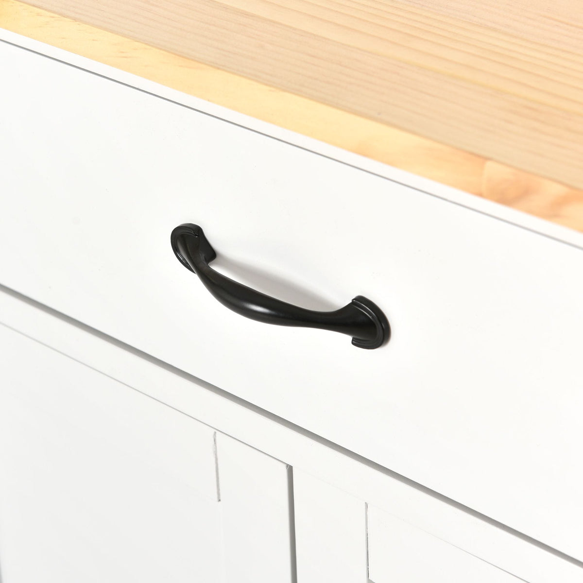 Nestfair White Wood Base with Mdf Wood Top Rolling Kitchen Island (18.5-in x 54.33-in x 36.22-in)