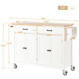 Nestfair White Wood Base with Mdf Wood Top Rolling Kitchen Island (18.5-in x 54.33-in x 36.22-in)
