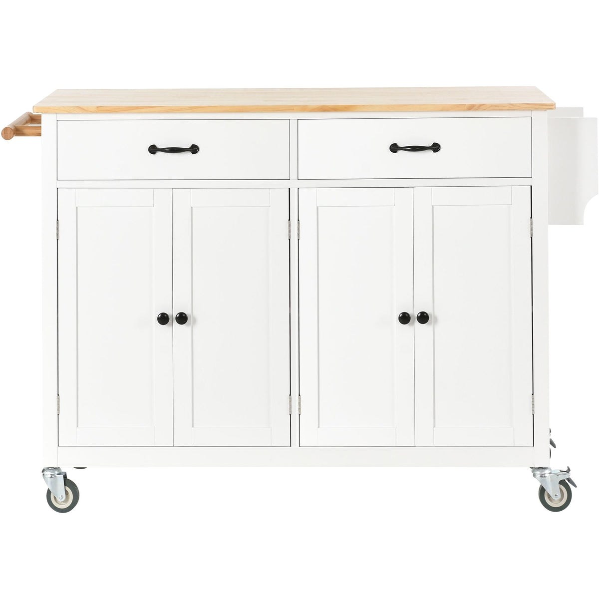 Nestfair White Wood Base with Mdf Wood Top Rolling Kitchen Island (18.5-in x 54.33-in x 36.22-in)