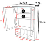 VEIKOUS 24.8-in x 30.3-in Surface Mount Brown Mirrored Medicine Cabinet