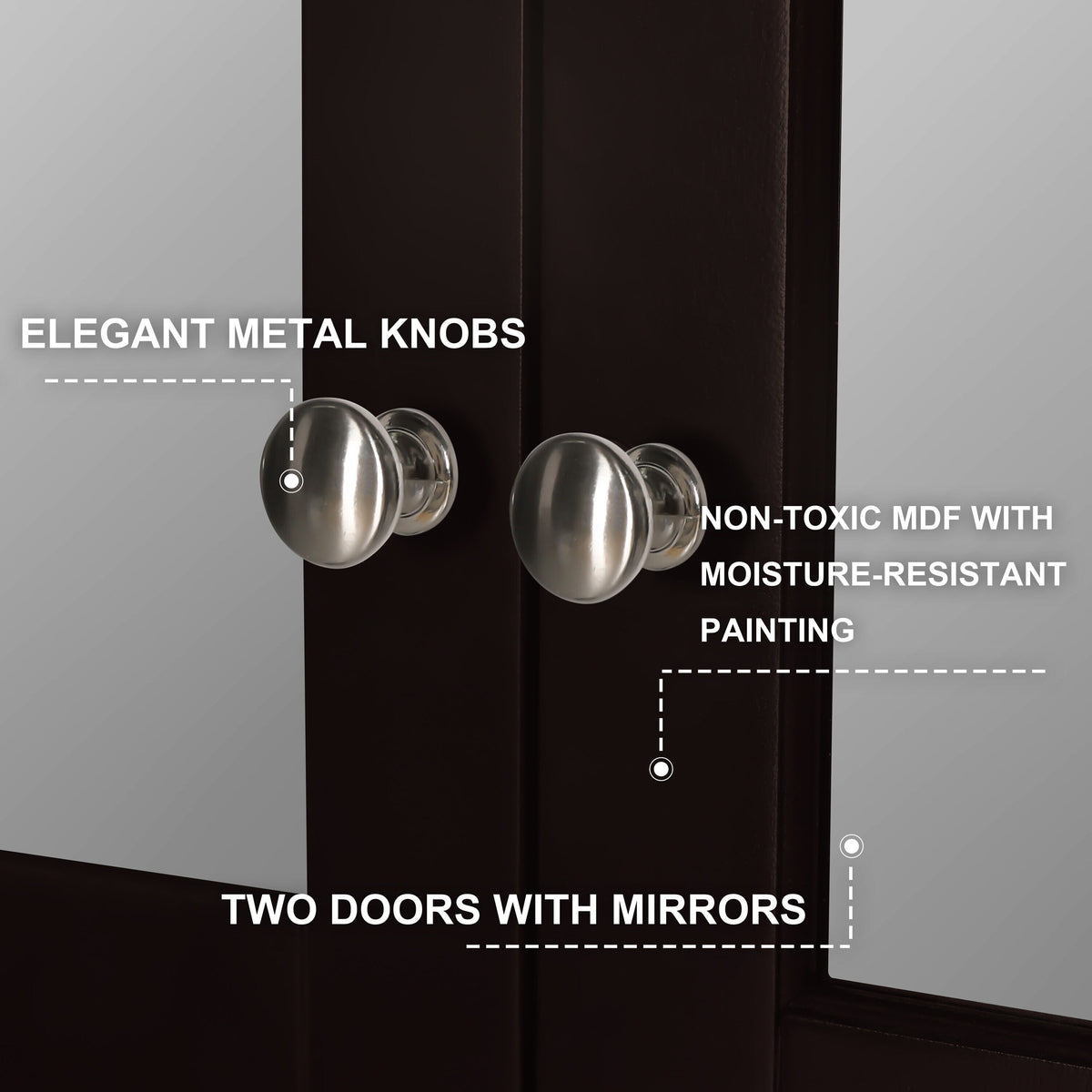 VEIKOUS 24.8-in x 30.3-in Surface Mount Brown Mirrored Medicine Cabinet