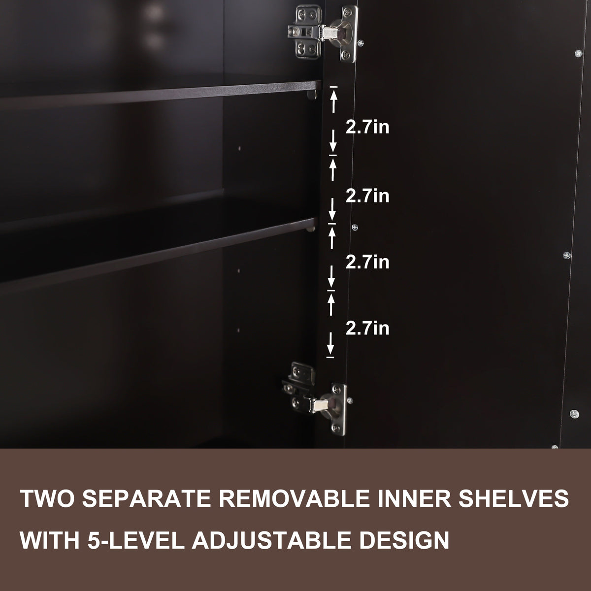 VEIKOUS 24.8-in x 30.3-in Surface Mount Brown Mirrored Medicine Cabinet