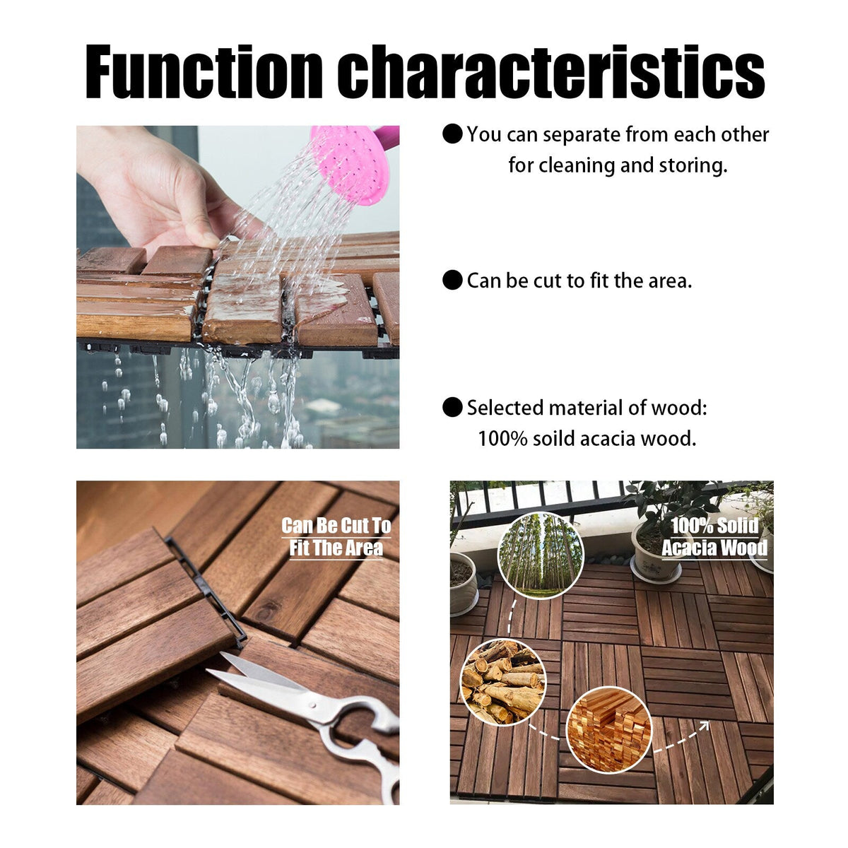 Maocao Hoom 12-in x 12-in Brown Prefinished Pressure Treated Wood Deck Tile (10-sq ft)