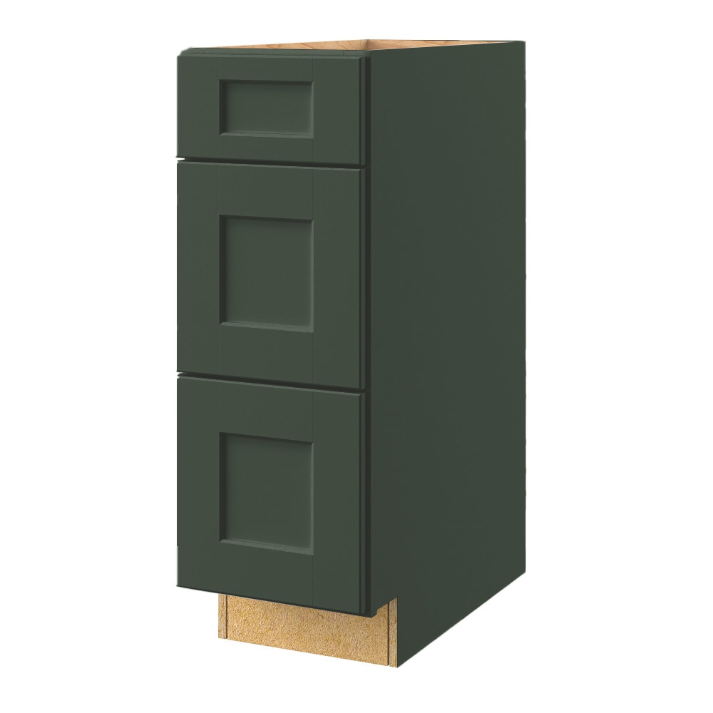allen + roth Galway 12-in W x 34.5-in H x 24-in D Sage 3-Drawer Base Fully Assembled Cabinet (Flat Panel Style)