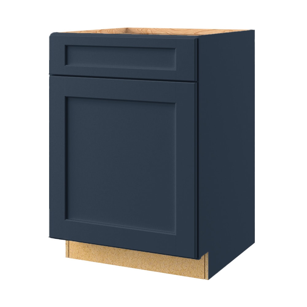 allen + roth Port 24-in W x 34.5-in H x 24-in D Navy 1-Drawer Base Fully Assembled Cabinet (Flat Panel Shaker Style)