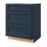 allen + roth Port 27-in W x 34.5-in H x 24-in D Navy 3-Drawer Base Fully Assembled Cabinet (Flat Panel Style)