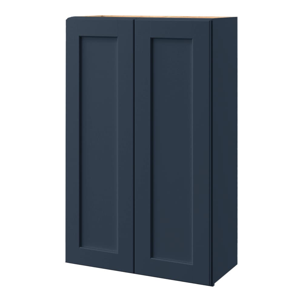 allen + roth Port 27-in W x 39-in H x 12-in D Navy Wall Fully Assembled Cabinet (Flat Panel Shaker Door Style)