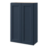 allen + roth Port 27-in W x 39-in H x 12-in D Navy Wall Fully Assembled Cabinet (Flat Panel Shaker Door Style)