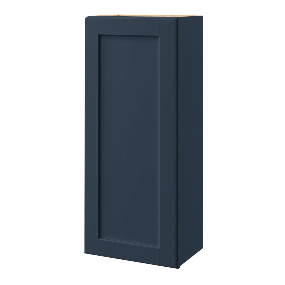 allen + roth Port 18-in W x 39.125-in H x 12-in D Navy Wall Fully Assembled Cabinet (Flat Panel Shaker Door Style)