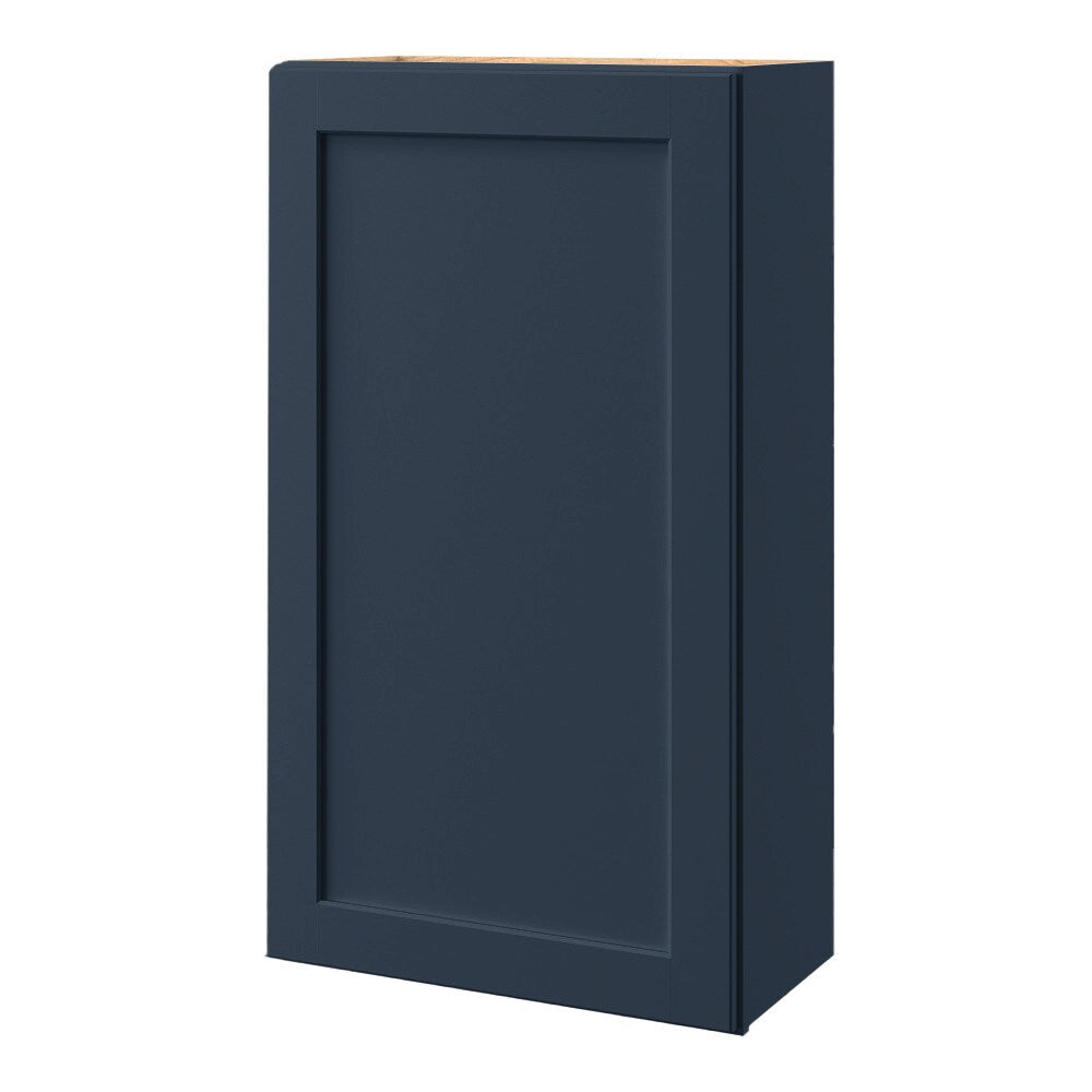 allen + roth Port 24-in W x 39.125-in H x 12-in D Navy Wall Fully Assembled Cabinet (Flat Panel Shaker Door Style)