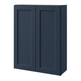 allen + roth Port 33-in W x 42-in H x 12-in D Navy Wall Fully Assembled Cabinet (Flat Panel Shaker Door Style)