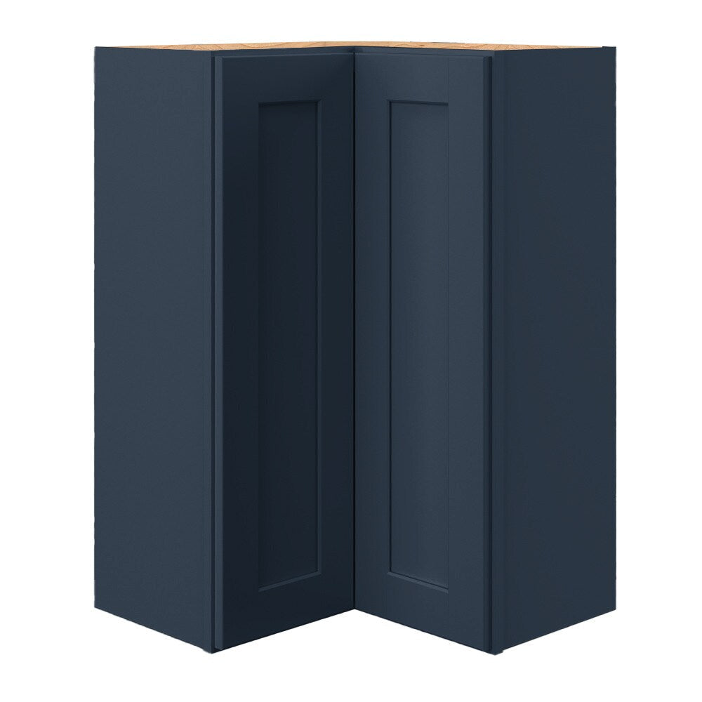 allen + roth Port 24-in W x 36.125-in H x 12-in D Navy Diagonal Corner Wall Fully Assembled Cabinet (Flat Panel Shaker Style)
