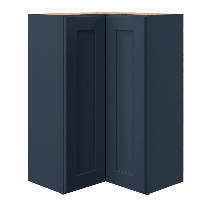 allen + roth Port 24-in W x 36.125-in H x 12-in D Navy Diagonal Corner Wall Fully Assembled Cabinet (Flat Panel Shaker Style)