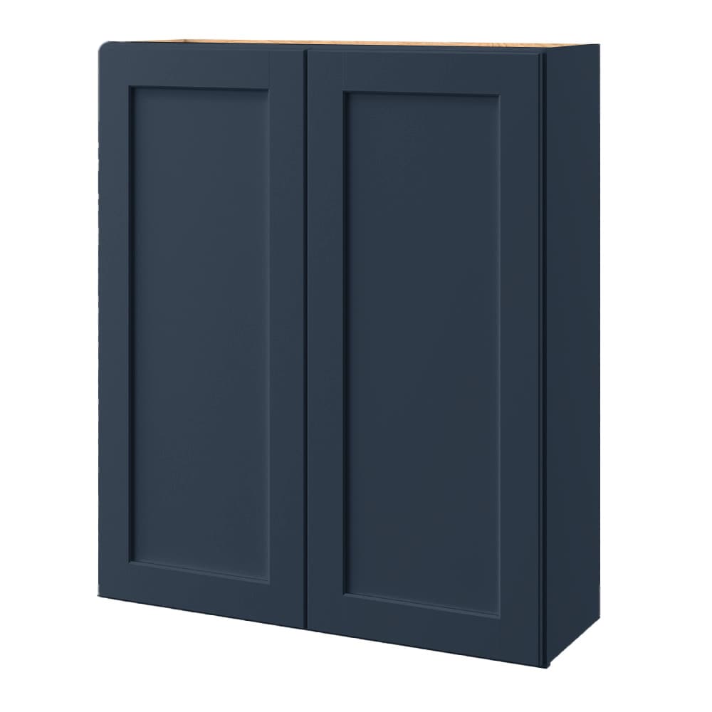 allen + roth Port 36-in W x 39-in H x 12-in D Navy Wall Fully Assembled Cabinet (Flat Panel Shaker Door Style)