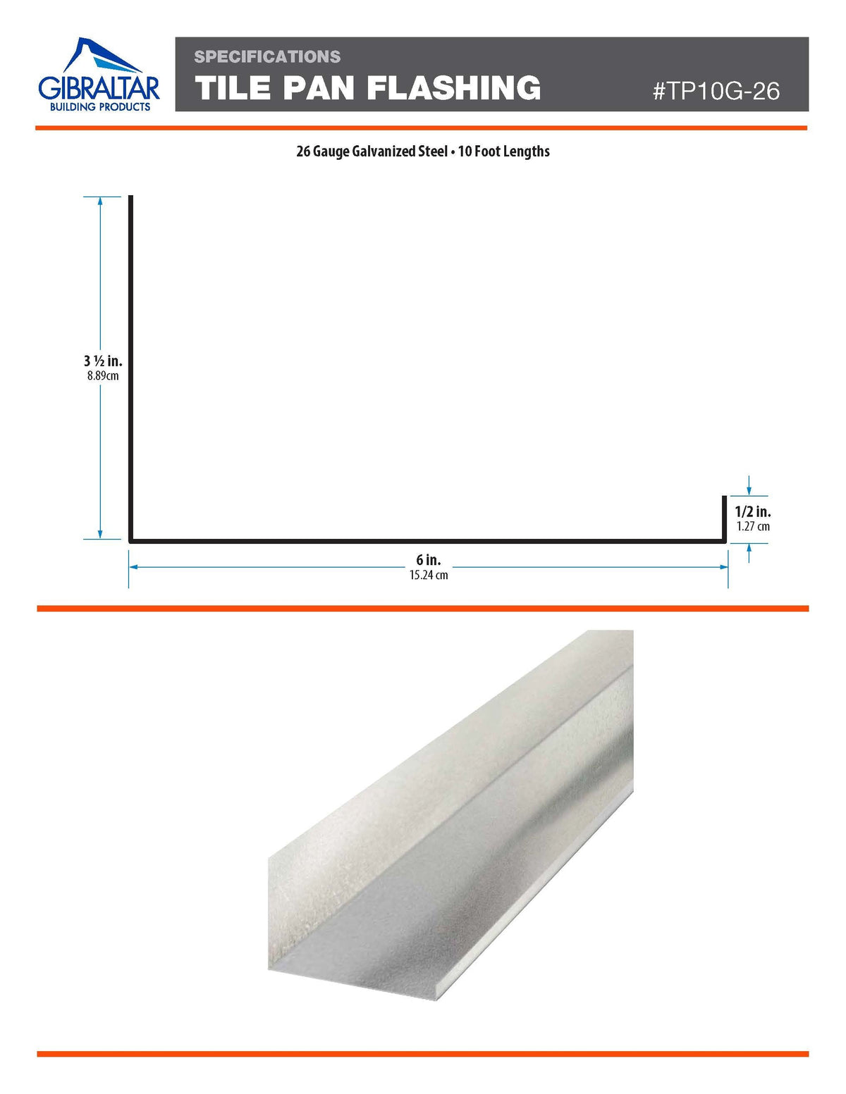 Gibraltar Building Products 6-in x 10-ft Sliver Galvanized Steel Drip Edge, 26-Gauge (TP10G-26)