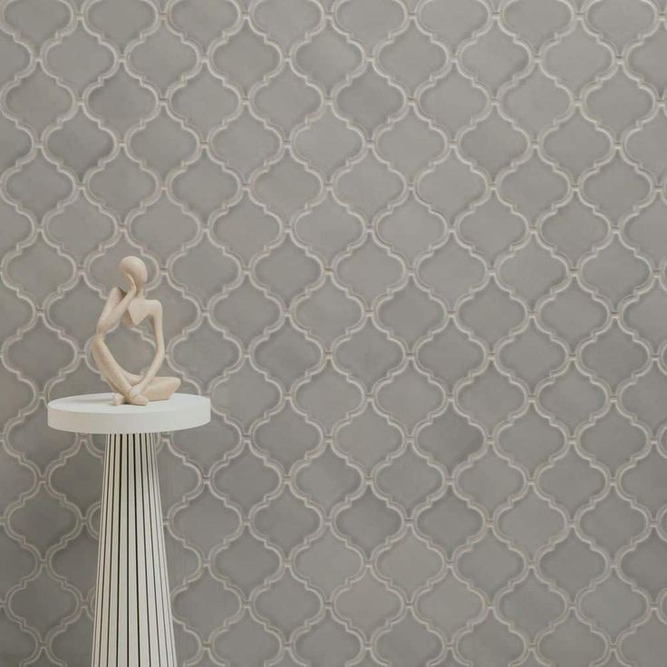 MSI Dove Gray Arabesque 10-1/2 in. x 15-1/2 in. x 8 mm Glossy Ceramic Mesh-Mounted Mosaic Wall Tile (11.7 sq. ft. / case)