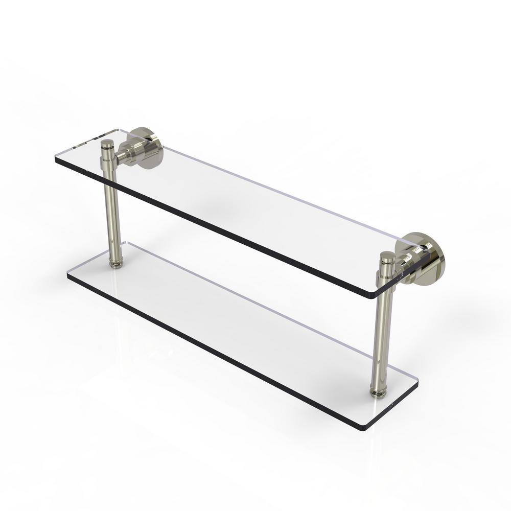 Washing Square Collection 22 in. 2-Tiered Glass Shelf in Matte Black - Super Arbor